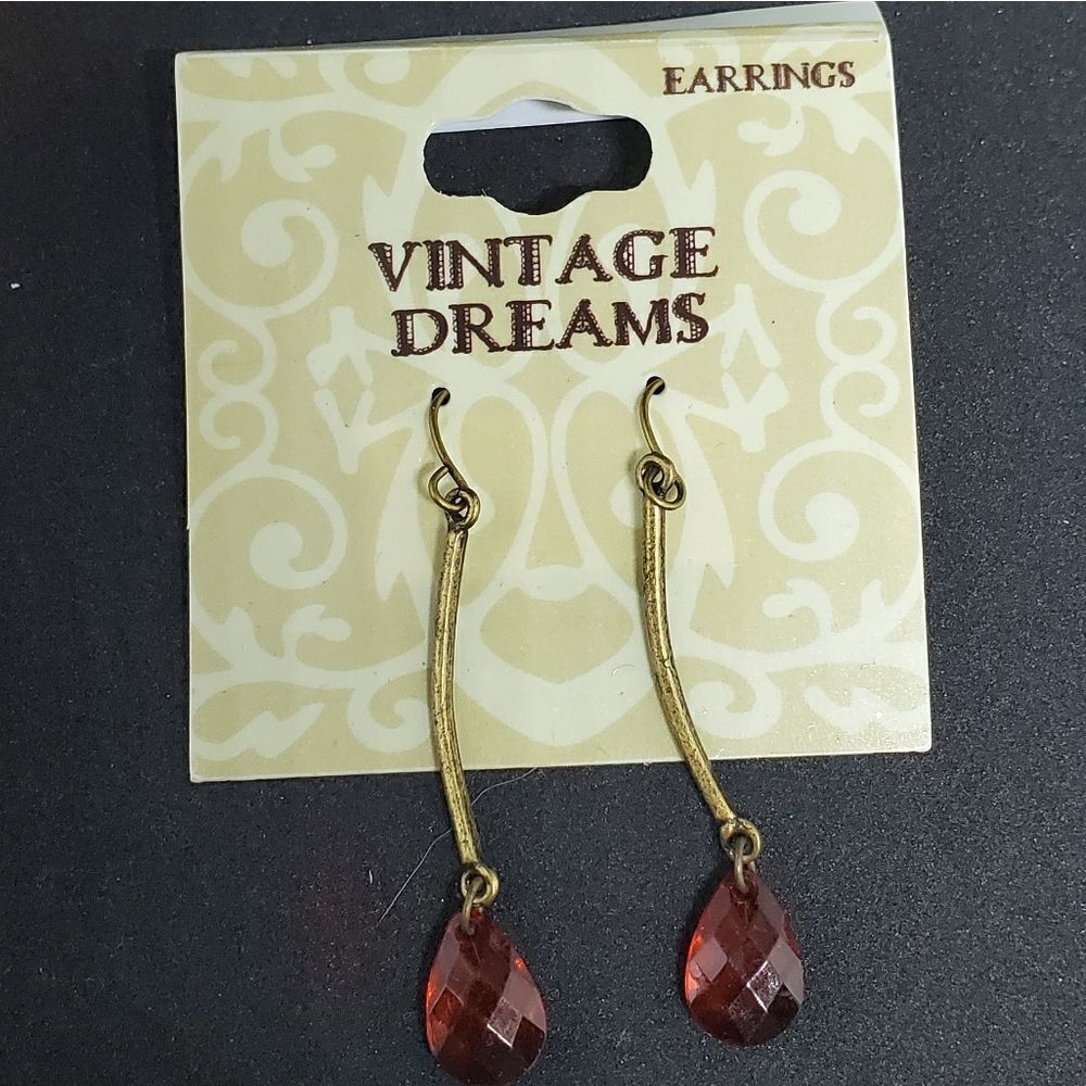 NWT Vintage Dreams Gold & Orange Dangling Earrings